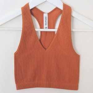 Ultra Ribbed Cropped Bralette Tank ALMOND